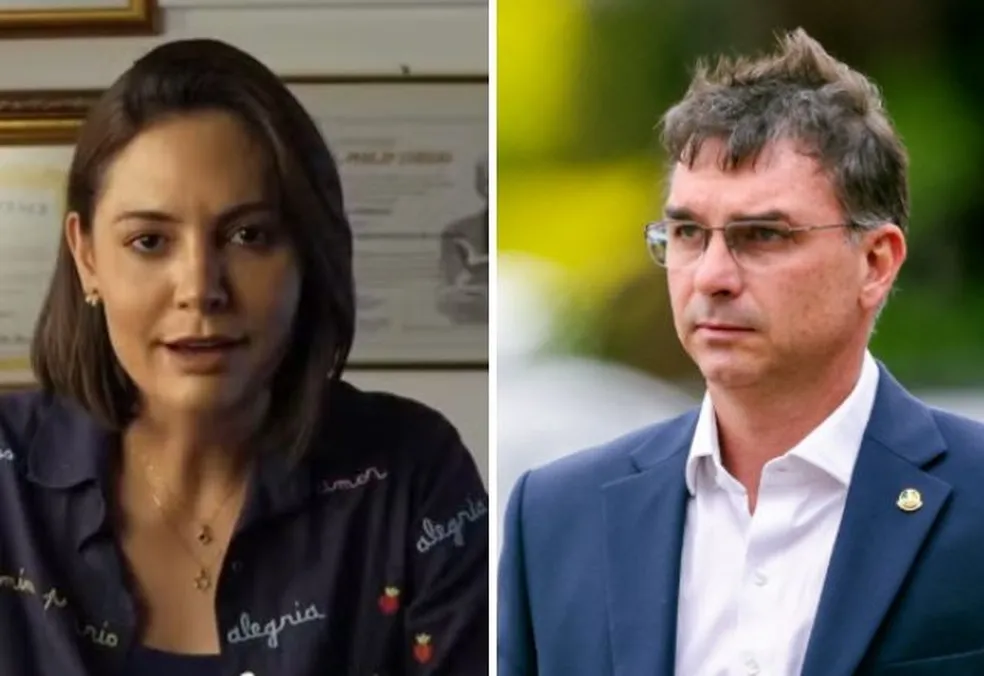Michelle e Flávio Bolsonaro — Foto: Reprodução